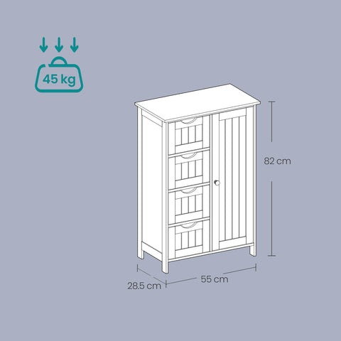 Rootz Bathroom Cabinet - Narrow Side Cabinet - Storage Organizer - Space-Saving MDF - 30cm x 55cm x 82cm