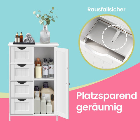 Rootz Bathroom Cabinet - Narrow Side Cabinet - Storage Organizer - Space-Saving Design - 55cm x 82cm x 30cm