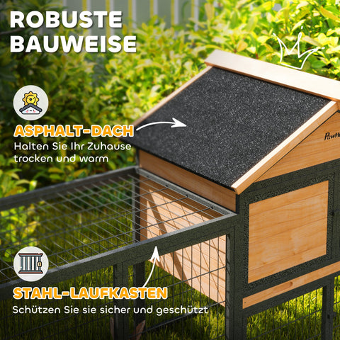 Rootz 2 Level Rabbit Stable - Double-Deck House - Outdoor Pet Enclosure - Weatherproof, Easy Clean - 217cm x 53cm x 86cm