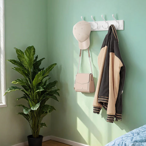 Rootz Wall Wardrobe Rack - Cloakroom Hook Strip - Metal Hook Rail - Space-saving Organizer - 40cm x 11cm x 7cm