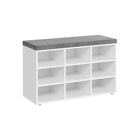 Rootz Shoe Bench - Entryway Seating - Storage Organizer - Compact Design - 30.3cm x 78.5cm x 48cm -  White- Grey