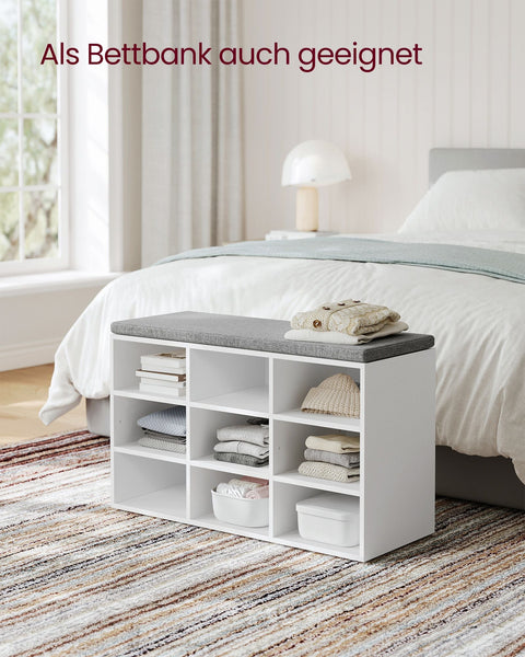 Rootz Shoe Bench - Entryway Seating - Storage Organizer - Compact Design - 30.3cm x 78.5cm x 48cm -  White- Grey