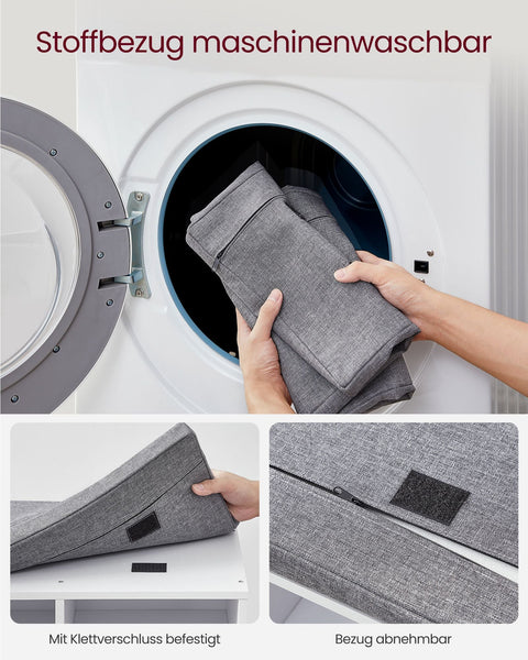 Rootz Shoe Bench - Entryway Seating - Storage Organizer - Compact Design - 30.3cm x 78.5cm x 48cm -  White- Grey