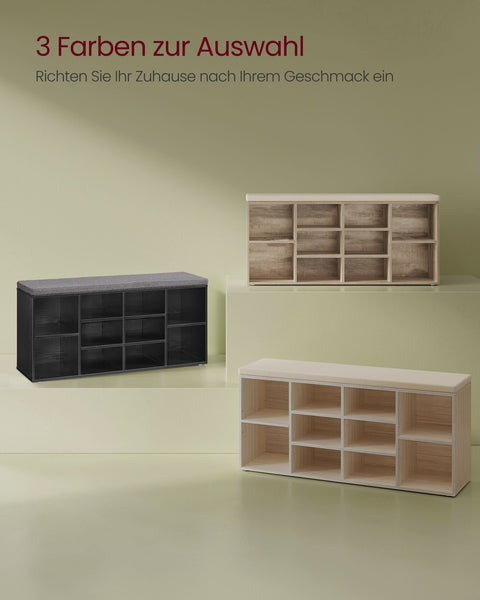 Rootz Shoe Bench with Seat - Shoe Organizer - Storage Cabinet - Ebony Black - Chipboard Material - 30cm x 104cm x 48cm