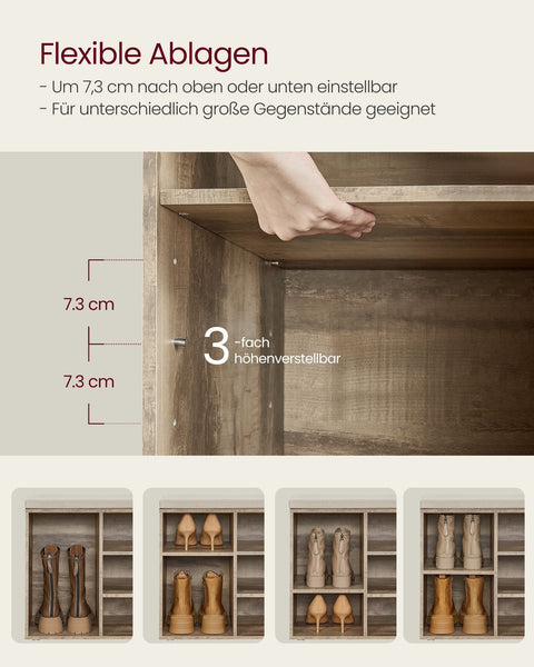 Rootz Shoe Rack Bench - Shoe Organizer - Shoe Storage - Chipboard Material - 30cm x 104cm x 48cm - Camel Brown, Foam Seat, Imitation Linen Cover