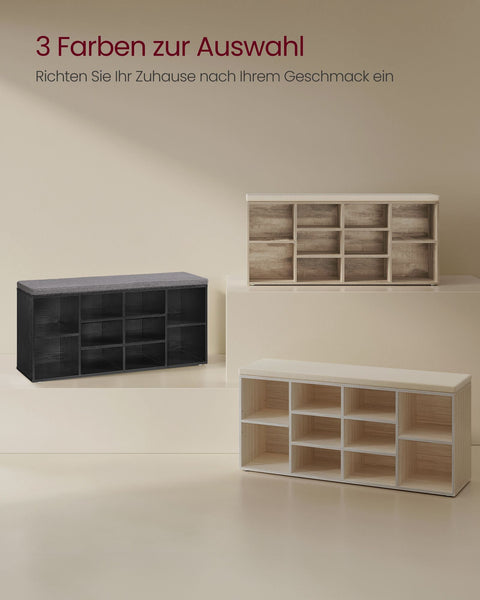 Rootz Shoe Rack Bench - Shoe Organizer - Shoe Storage - Chipboard Material - 30cm x 104cm x 48cm - Camel Brown, Foam Seat, Imitation Linen Cover