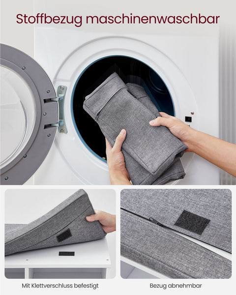 Rootz Schoenenbank met opbergruimte - Ingangsorganizer - Klassiek Wit - Spaanplaat - Schuim - Imitatielinnen hoes - 30,3 cm x 78,5 cm x 48 cm - Maximaal laadvermogen 136 kg