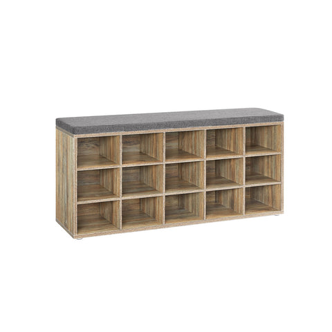 Rootz Wooden Shoe Bench - Shoe Rack - Storage Bench - Chipboard and Foam - 30cm x 105cm x 48cm - 200kg Load Capacity