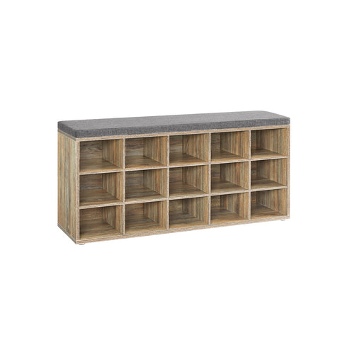 Rootz Wooden Shoe Bench - Shoe Rack - Storage Bench - Chipboard and Foam - 30cm x 105cm x 48cm - 200kg Load Capacity
