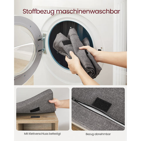 Rootz Schoenenbank met opbergruimte - Halorganisator - Schoenenrek - Spaanplaatconstructie - Schuimkussen - 30 cm x 105 cm x 48 cm