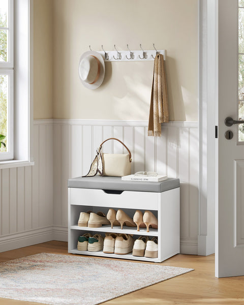 Rootz Shoe Bench - Entryway Organizer - Shoe Rack - Chipboard - PU Upholstery - 30cm x 60cm x 44cm