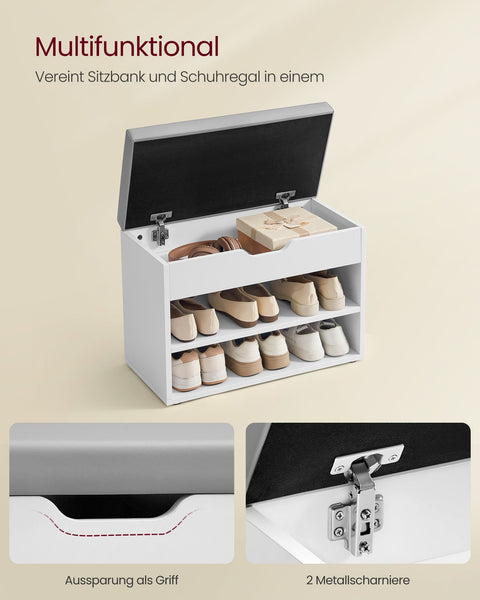 Rootz Shoe Bench - Entryway Organizer - Shoe Rack - Chipboard - PU Upholstery - 30cm x 60cm x 44cm