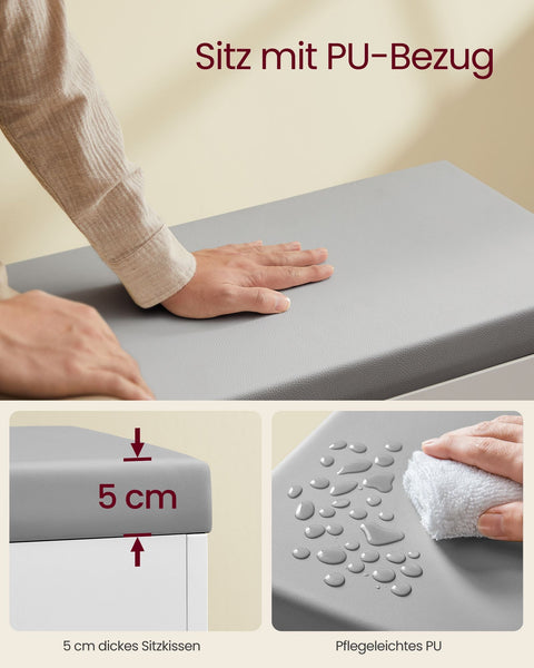 Rootz Shoe Bench - Entryway Organizer - Shoe Rack - Chipboard - PU Upholstery - 30cm x 60cm x 44cm