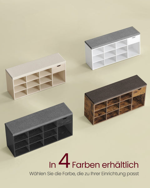 Rootz Shoe Bench Storage - Entryway Organizer - Wooden Storage Bench - MDF Construction - 30cm x 104cm x 48cm