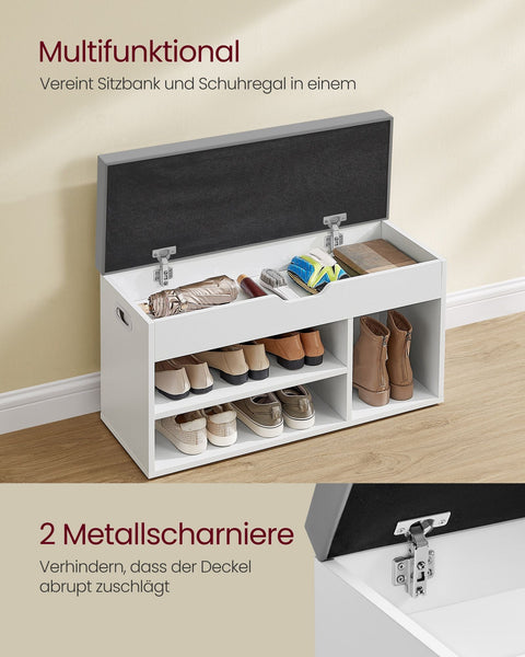 Rootz Shoe Bench - Shoe Organizer - Shoe Storage Rack - Chipboard Construction - 30cm x 80cm x 44cm - Cloud White - 150kg Capacity