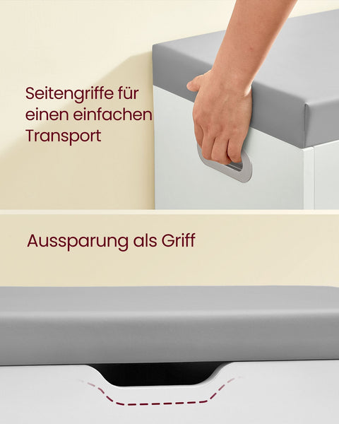 Rootz Shoe Rack Bench - Storage Bench - Shoe Organizer - Chipboard Material - 30cm x 80cm x 44cm - Cloud White - 150kg Capacity