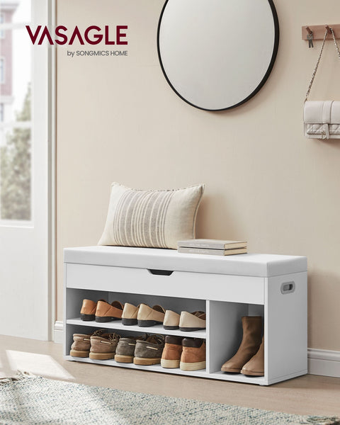 Rootz Shoe Rack Bench - Entryway Organizer - Storage Bench - Chipboard Construction - 30cm x 100cm x 44cm