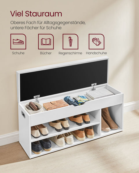 Rootz Shoe Rack Bench - Entryway Organizer - Storage Bench - Chipboard Construction - 30cm x 100cm x 44cm