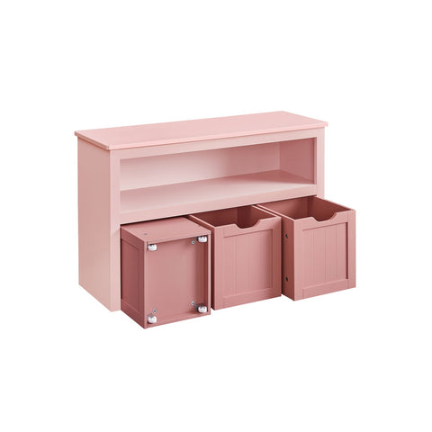 Rootz Children's Shelf with Rolls - Kids Storage Rack - MDF Organizer - Durable & Spacious - Pink - 30 x 102 x 60 cm