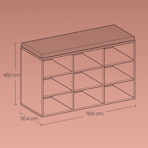 Rootz Shoe Bench with Storage Space - Shoe Shelf with Seat - Bench - Organized Entryway - 30.4cm x 78.6cm x 48.1cm