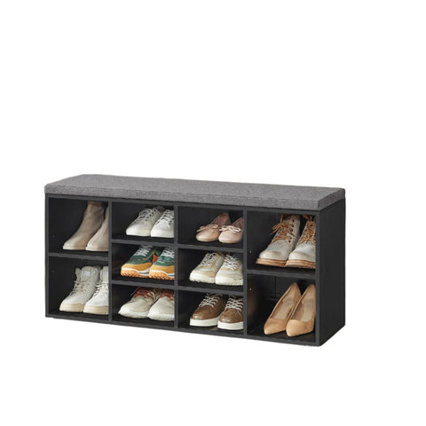 Rootz Shoe Bench - Shoe Shelf - Entryway Seating - Space-Saving Design - 30.1cm x 104.1cm x 48.1cm - Black