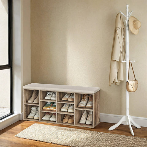 Rootz Shoe Bench - Shoe Shelf - Entryway Seating - Organize Shoes - 30.1cm x 104.1cm x 48.1cm - Camel Brown Linenimity