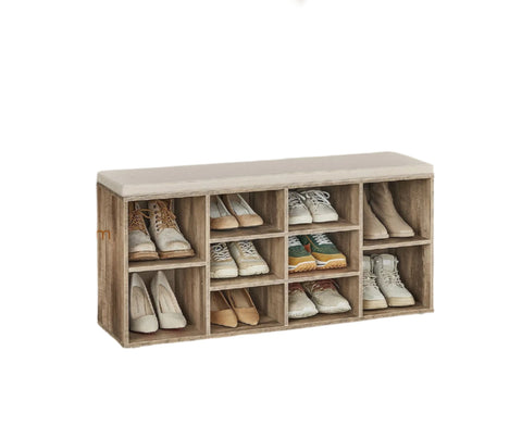 Rootz Shoe Bench - Shoe Shelf - Entryway Seating - Organize Shoes - 30.1cm x 104.1cm x 48.1cm - Camel Brown Linenimity