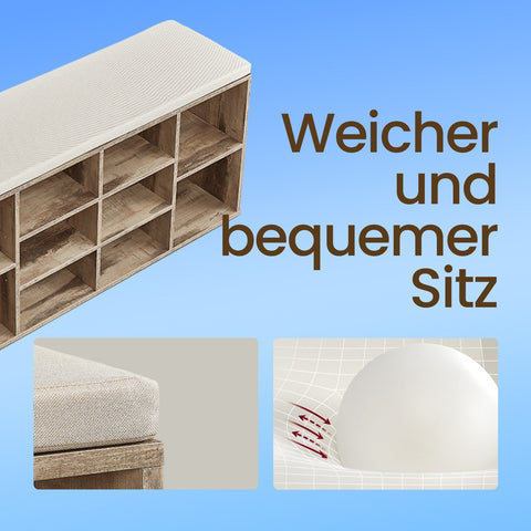 Rootz Shoe Bench - Shoe Shelf - Entryway Seating - Organize Shoes - 30.1cm x 104.1cm x 48.1cm - Camel Brown Linenimity