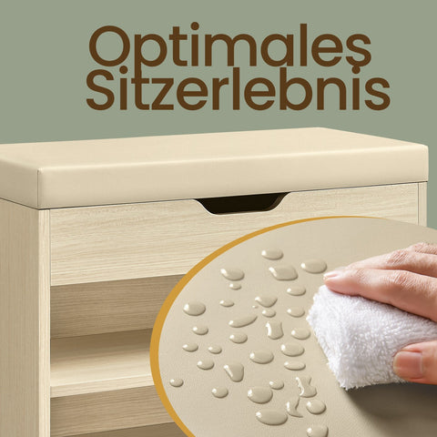 Rootz 3-Level Shoe Bench - Entryway Bench - Shoe Shelf with Cushion - Comfortable Seating - 30cm x 60cm x 44cm