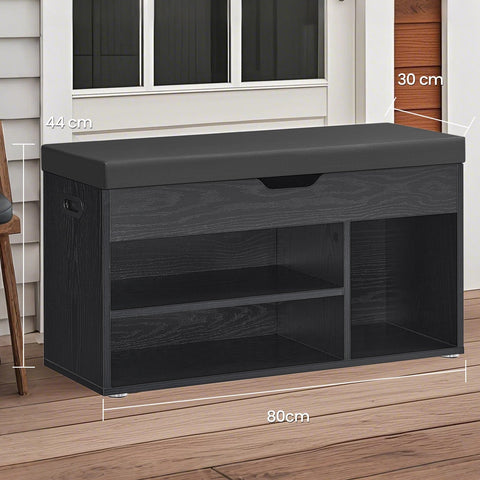 Rootz Shoe Bench with Storage – Entryway Bench – Shoe Organizer – Well Padded – 3 Open Compartments – 30x80x44cm