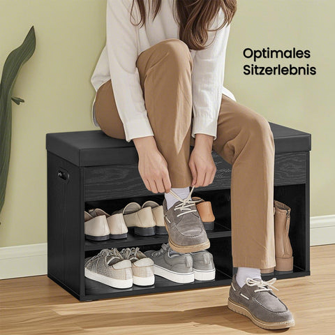 Rootz Shoe Bench with Storage – Entryway Bench – Shoe Organizer – Well Padded – 3 Open Compartments – 30x80x44cm