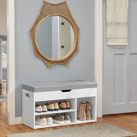 Rootz Shoe Bench with Storage - Well Padded - Entryway Bench - Key Benefit: 3 Open Compartments - 30cm x 80cm x 44cm