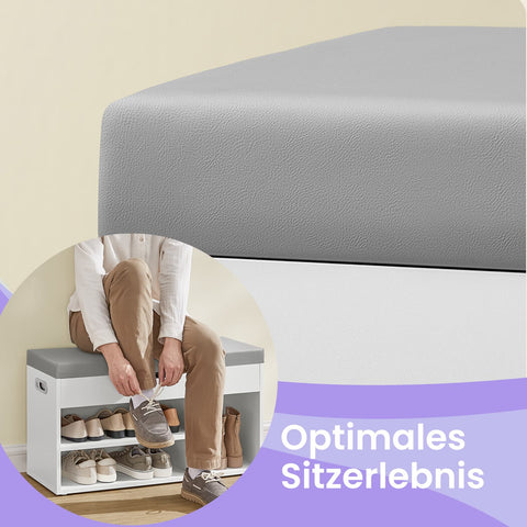 Rootz Shoe Bench with Storage - Well Padded - Entryway Bench - Key Benefit: 3 Open Compartments - 30cm x 80cm x 44cm