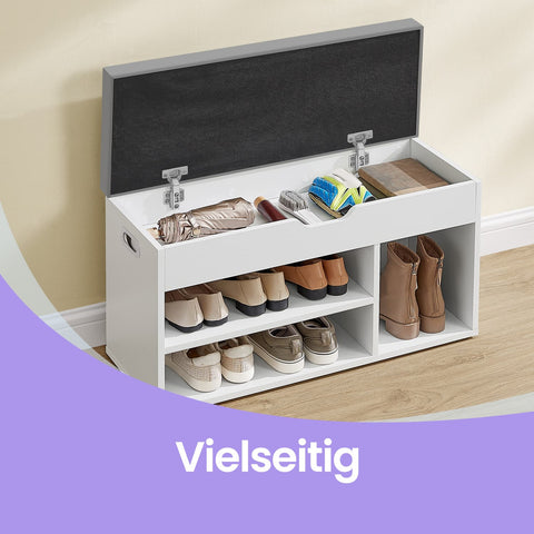 Rootz Shoe Bench with Storage - Well Padded - Entryway Bench - Key Benefit: 3 Open Compartments - 30cm x 80cm x 44cm