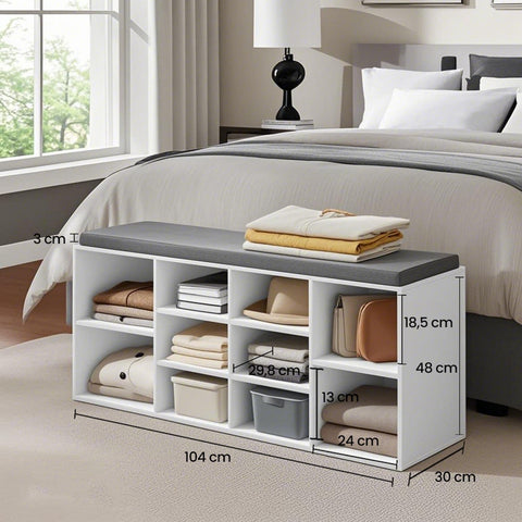 Rootz Shoe Bench - Shoe Shelf - Entryway Organizer - Space Optimization - 104cm x 30cm x 48cm