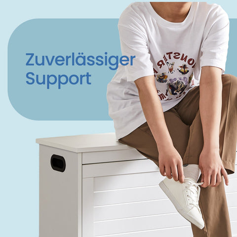 Rootz White Shoe Bench - Wooden Entryway Organizer - Storage Seat - Holds 100 kg - 80cm x 30cm x 46cm