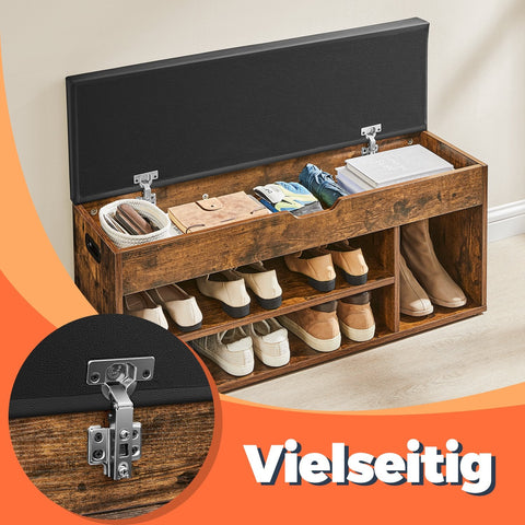 Rootz Shoe Bench - Storage Bench - Padded Seat - Extra Storage - 30cm x 100cm x 44cm