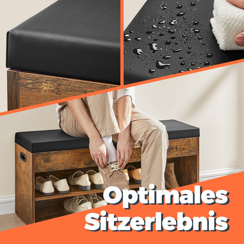 Rootz Shoe Bench - Storage Bench - Padded Seat - Extra Storage - 30cm x 100cm x 44cm