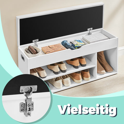 Rootz Shoe Bench with Storage - Padded Seating Bench - Wooden Chipboard - 30cm x 100cm x 44cm - Space-Saving Design