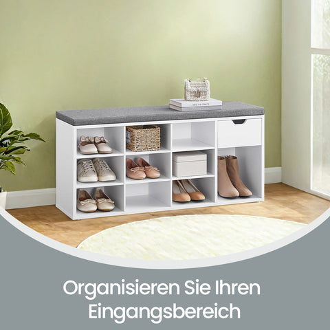 Rootz Shoe Bench - Entryway Seating - Storage Bench - Comfortable Seating - 104cm x 30cm x 48cm