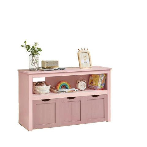 Rootz Children's Bookshelf - Kid's Shelf - Pastel Pink Storage - Sturdy MDF Build - 30cm x 102cm x 60cm