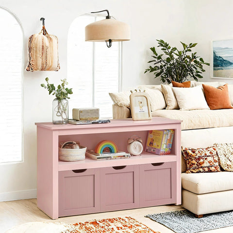 Rootz Children's Bookshelf - Kid's Shelf - Pastel Pink Storage - Sturdy MDF Build - 30cm x 102cm x 60cm