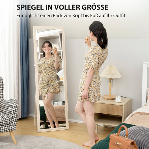 Rootz Full Length Mirror - Dressing Mirror - Floor Mirror - Crystal Clear Reflection - 160 x 50 cm - White Frame - Shatterproof Safety Glass