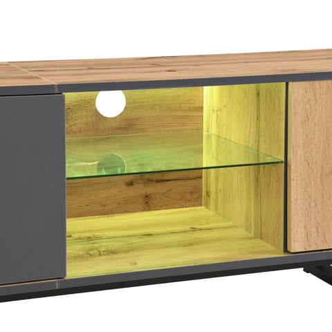 Rootz Elegant TV Cabinet - Media Unit - Entertainment Center - LED Lighting - 190L x 40W x 50H cm