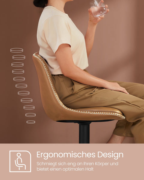 Rootz Bar Stool Set 2 Piece - Bar Chairs - High Back Stools - Comfortable Foam Padding - 44x48x(90-112)cm - Brown