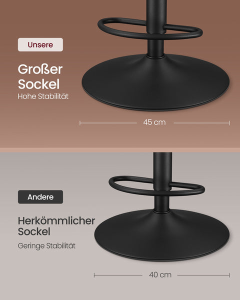 Rootz Set of 2 Bar Chairs - Counter Height Stools - Kitchen Stools - Steel Frame - PU Leather - 42cm x 49cm x (94-115)cm