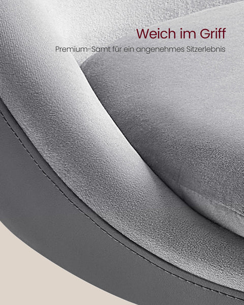 Rootz Set of 2 Height-Adjustable Bar Stools - Dove Grey & Ink Black - Velvet & PU Leather - Metal Frame - 52.5cm x 50cm x (97.5-108.5)cm