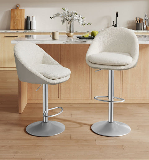 Rootz Bar Stool Set of 2 - Bar Chairs - Height-Adjustable Stools - PU Leather - 52.5cm x 50cm x (97.5-108.5) cm