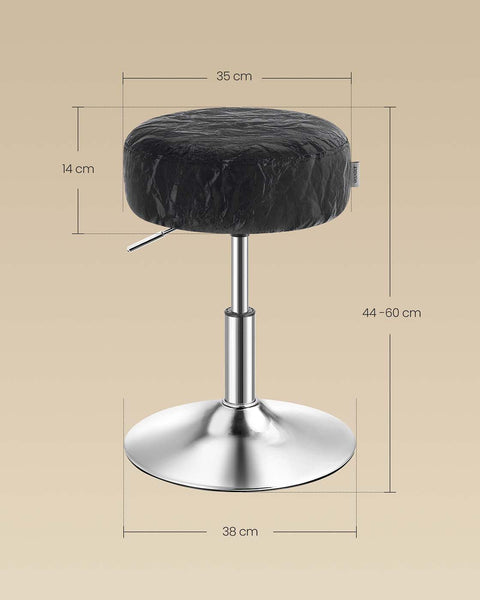 Rootz Makeup Stool - Beauty Stool - Vanity Chair - Height-Adjustable & Rotatable - 38cm D x 44-60cm H -  Black
