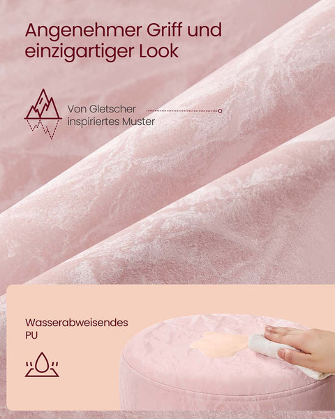 Rootz Make-Up Stool - Vanity Chair - Beauty Seat - Adjustable Height & Rotatable - 38cm D x 44-60cm H - Pastel Pink